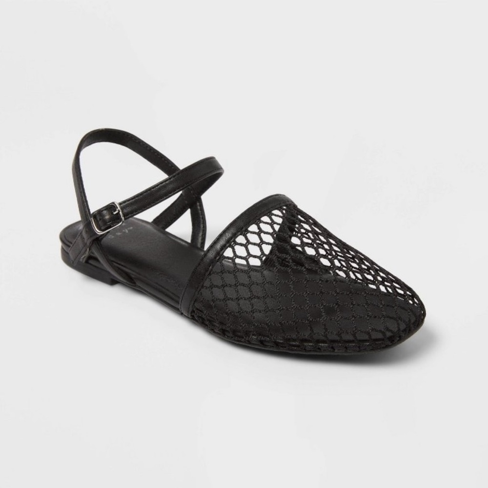 Vanna Fishnet Slingback Flats with Memory Foam Insole